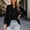 Black women v neck blouse a1, variant on Women V Neck Long Puff Sleeve Blouse, Loose Fit Casual Solid Top, Soft Flowy Shirt for Office Date Night Daily Wear, White 2XL