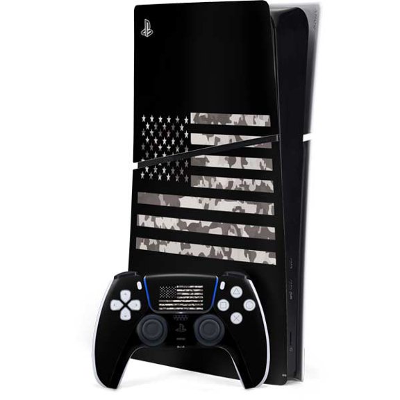 Skinit Black and White Camo American Flag PS5 Slim Digital Edition Bundle Skin