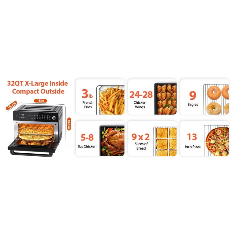 HuanQiu 32QT Extra Large Air Fryer Toaster Ovens Pro, With