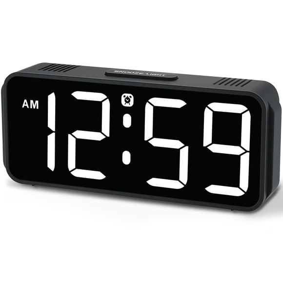 Reloj despertador digital compacto Peakeep con respaldo de batería, blanco