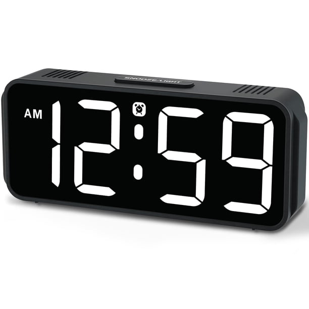 Reloj despertador digital compacto Peakeep con respaldo de batería, blanco
