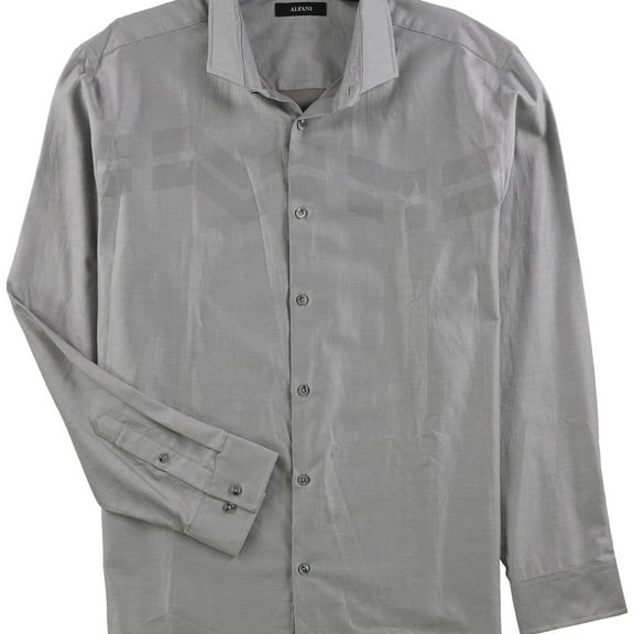 Alfani Mens Jacquard Button Up Shirt, Grey, X-Large