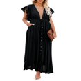 thumbnail image 1 of AMERTEER Women‘s Dress Knot Breasted Smock Backless Robe Sun Proof Clothes, 1 of 6