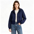 thumbnail image 3 of CONZONE Womens Polka Dot Hoodies Long Sleeve Zip Up Hooded Sweatshirts for Women Trendy Fall Winter Pullover Tops, 3 of 9