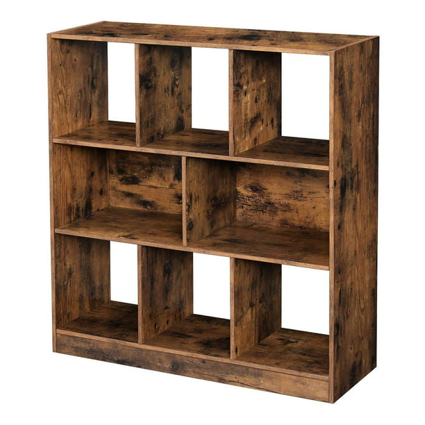 Wooden Bookcase With Open Cubes And, Distressed Ivory Bookcase