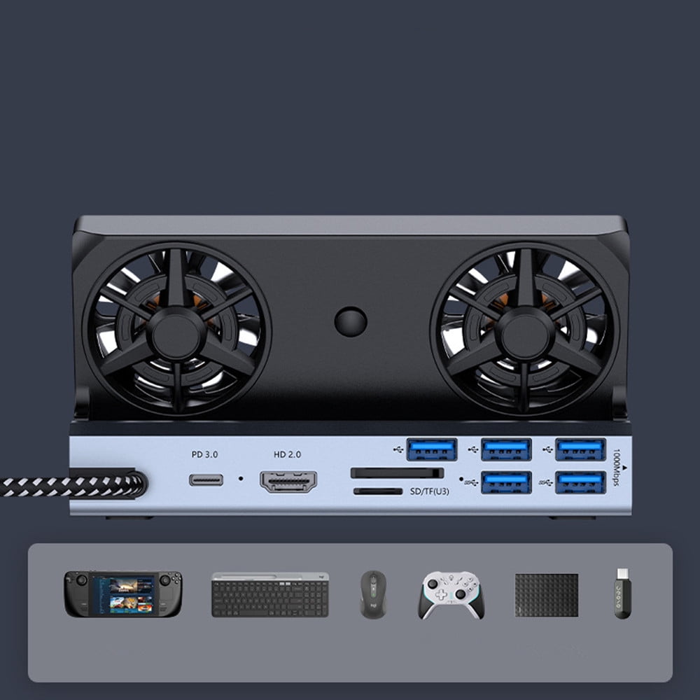 10 in 1 Docking Station Charging Dock With Dual Cooling Fan HDMI for Steam DeckTAPDRA Spare Part