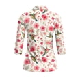 thumbnail image 3 of Uorisanigo Hummingbird Flower Women's Golf Top Breathable Polyester Spandex Fabric Moisture Wicking Tennis Activewear Soft Stylish Outing Wear with Zipper 3/4 Roll Sleeve Size 2XL, 3 of 7