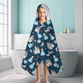thumbnail image 6 of Dark Blue Princess Castle Pattern Hooded Bath Towel，60"x35" for Ages 3 To 12 Kids, Quick Dry Lightweight Soft Microfiber Hood Beach Towel Cover Up for Kids, 6 of 7