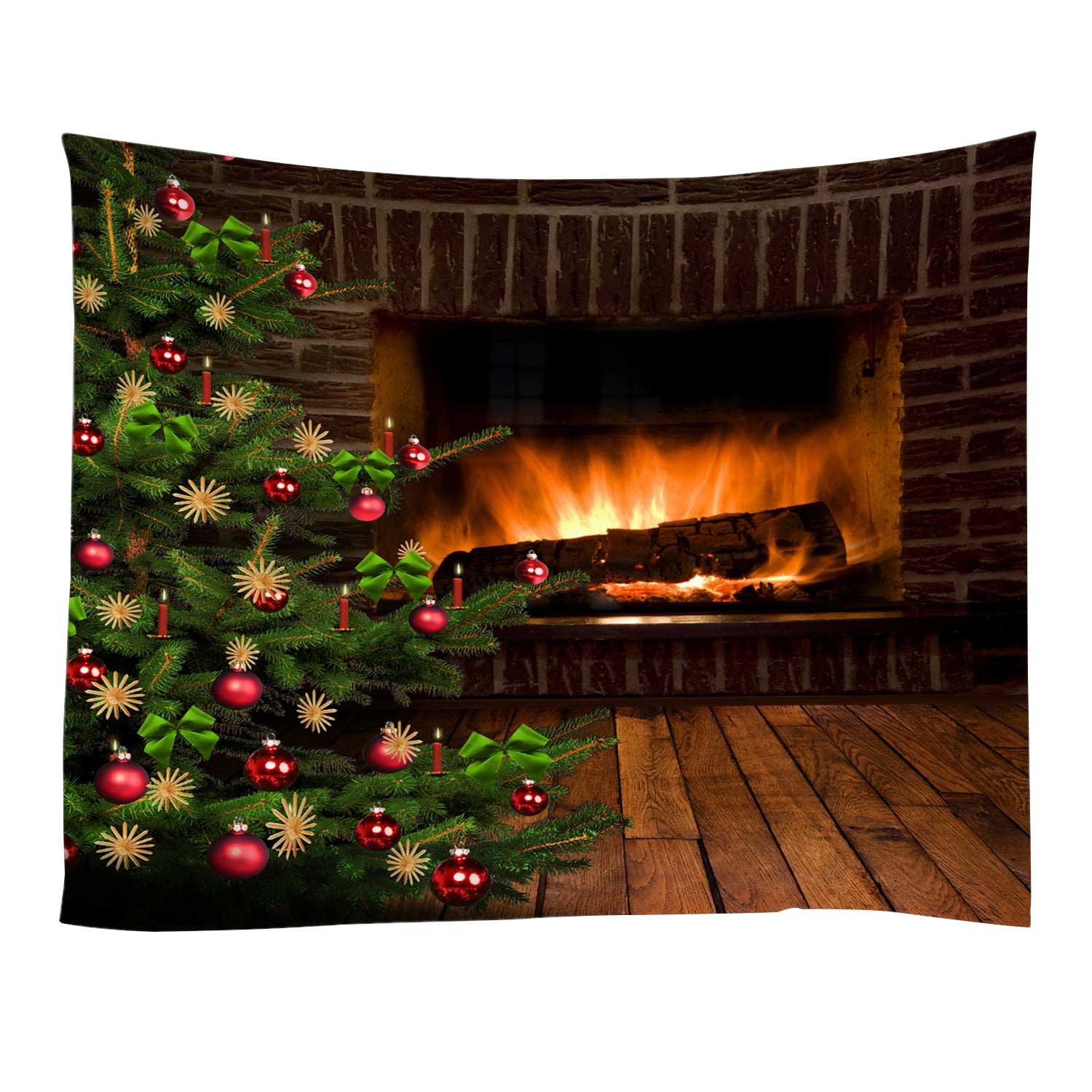 Christmas Tapestries Wall Hanging Art Tapestry Polyester Xmas Fireplace