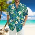 thumbnail image 2 of NAMTYQX Hawaiian Shirts Super Soft Lightweight Tropical Print Button Front Loose Lapel Plus Size Lounge Short Sleeve Mens Hawaiian Shirt Green Size XL, 2 of 5
