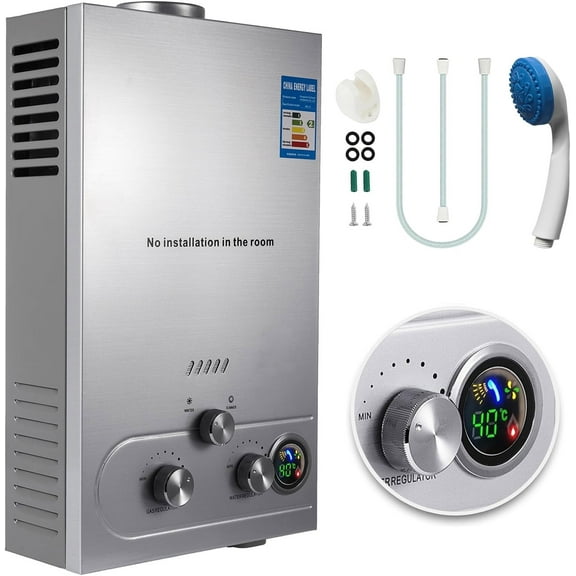 SHENGJINSH 6L Tankless Water Heater, 4.3 GPM LPG Gas Water Heater Instant Hot Water Heater Propane