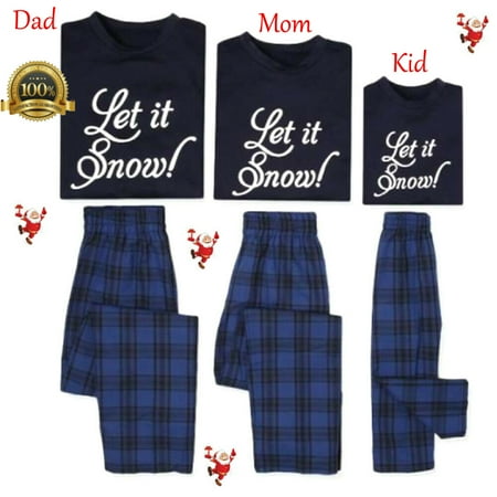 

Family Matching Christmas Pajamas Set Women Men Baby Kids Blue Plaid Sleepwear Nightwear