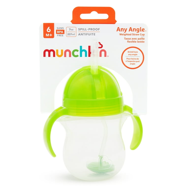 Munchkin Click Lock Weighted Straw Cup, 7 Ounce, Blue/Pink, Pack