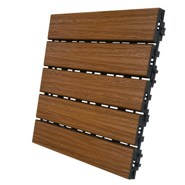 Carreaux Composites pour Balcon et Terrasse en Teck Miel 6 Pi2 12 x 12 Po - Lot de 6