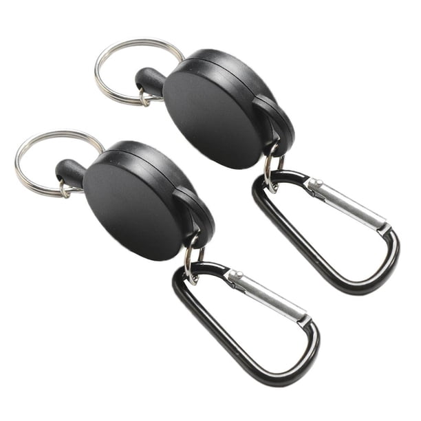 2pcs Portatarjetas de Identificación de Llavero Retráctil, Llavero de Retroceso con Clip de material acero para Cinturón, Tarjeta de Identificación, E