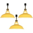 thumbnail image 1 of FSLiving J-Type Track Lighting E26 Base Industrial Adjustable Angle Lamp Yellow Metal Shade with Gold Bronze Socket Track Light Fixture for Slope Ceiling Gimbal,Bulb and Track Not Included - 3 Lights, 1 of 6