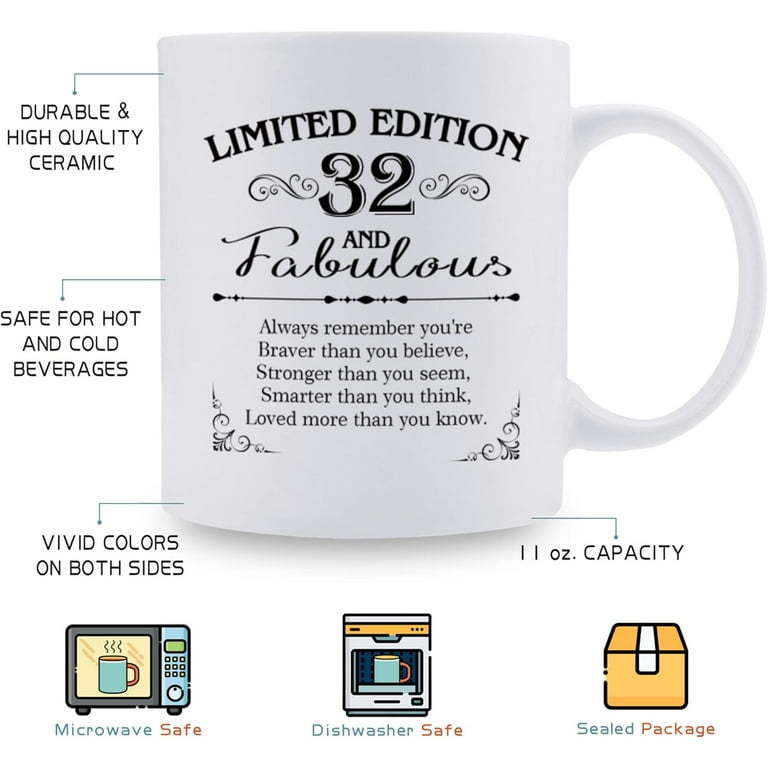 32nd Birthday Gifts for Women Men - 11 oz Coffee Mug - 32 Year Old Present  Ideas for Son Daughter Grandson Granddaughter Brother Sister Friend (32nd  Birthday Gift) - Walmart.com