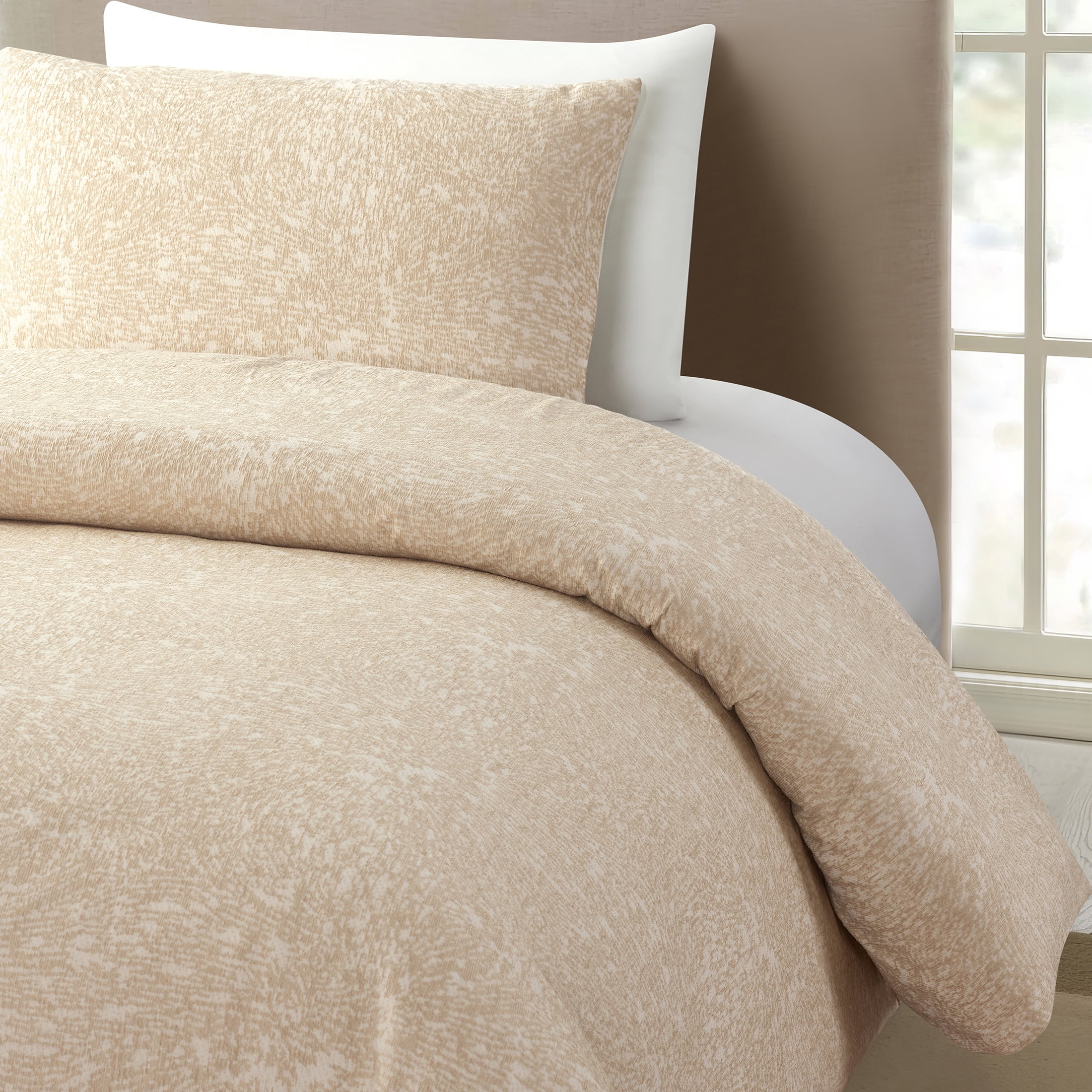 Better Homes & Gardens Abstract Chenille 2-Piece Comforter Set, Tan, T/TXL
