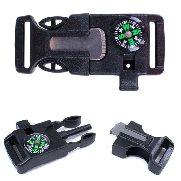 West Coast Paracord Whistle Buckle with Flint Scraper Compass for Outdoor Camping Hiking Paracord Bracelet (10 Pack)