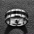 thumbnail image 4 of JQUEEN 8mm Black Tungsten Ring Polished Both Sides Frosted Engagement Rings, 4 of 5