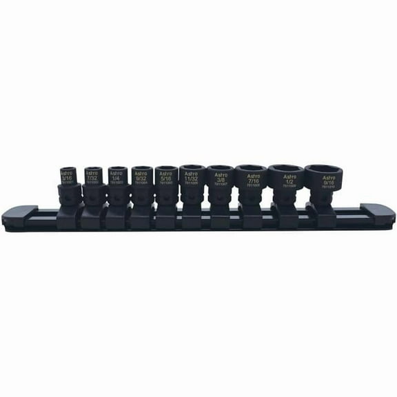 Astro Pneumatic 78110 10 Piece 1/4" Drive Sae Low Profile Nano Impact Socket Set