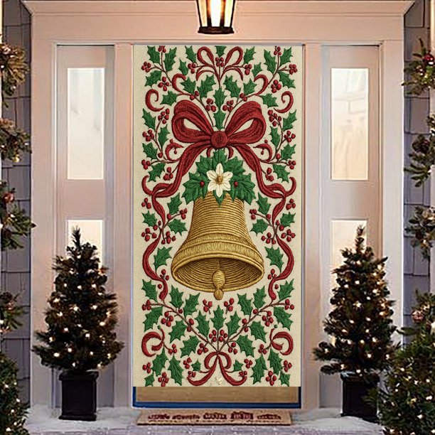 Cortinas para puertas, adornos navideños, decoración navideña, cortina para puertas, cubierta para puertas, diseño de escena navideña, fondo, adornos navideños, decoraciones navideñas para exteriores,