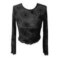 thumbnail image 4 of Razzly Women's Gothic Sheer Mesh T-Shirt Long Sleeve Round Neck Stretchable Soft Fabric Casual Comfortable Fit Daily Wear Fashion Tee(Black,M), 4 of 4