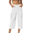thumbnail image 3 of Hurxie Women's Sweatpants Capri Pants Cropped Jogger Running Pants Lounge Loose Fit Drawstring Waist with Side Pockets White,2XL, 3 of 7
