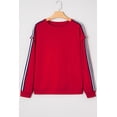 thumbnail image 5 of Women's Fiery Red Striped Varsity Sweatshirt – Casual Daily Layering Essential [ZhiHiMeRi] | XL, 5 of 12