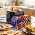 thumbnail image 3 of Sunflower USA Flag Toaster Cover 4 Slice, Independence Day Floral Wooden Dustproof Bakeware Oven Protector with Top Hook, Waterproof Small Kitchen Appliance Toasters Dust Cover, 12"x11"x8", 3 of 7