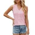 thumbnail image 3 of Besolor Women's Summer Tank Tops V Neck Lace Sleeveless Eyelet T-Shirts Casual Solid Color Going out Dressy Blouse, 3 of 6