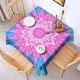 thumbnail image 2 of Pink Tie Dye Lotus Pattern Square Tablecloth,Waterproof Square Table Cover,Wipeable Spillproof Washable Table Cover for Home Kitchen Party Decor 52"x52"(132x132cm), 2 of 6