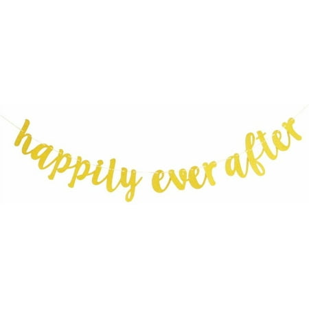 Happily Ever After God Glitter Bunting Banner,Wedding Bachelorette Engagement Party Bridal Shower Party Photo Booth Props Signs.
