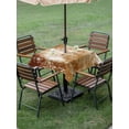 thumbnail image 4 of Outdoor Tablecloth with Umbrella Hole for Patio/Picnic/Party/Camping, Shabby Burnt Orange Waterproof Table Cloth Square Cover Washable, Oil Painting Vintage Art Brown White (54"x 54"), 4 of 9