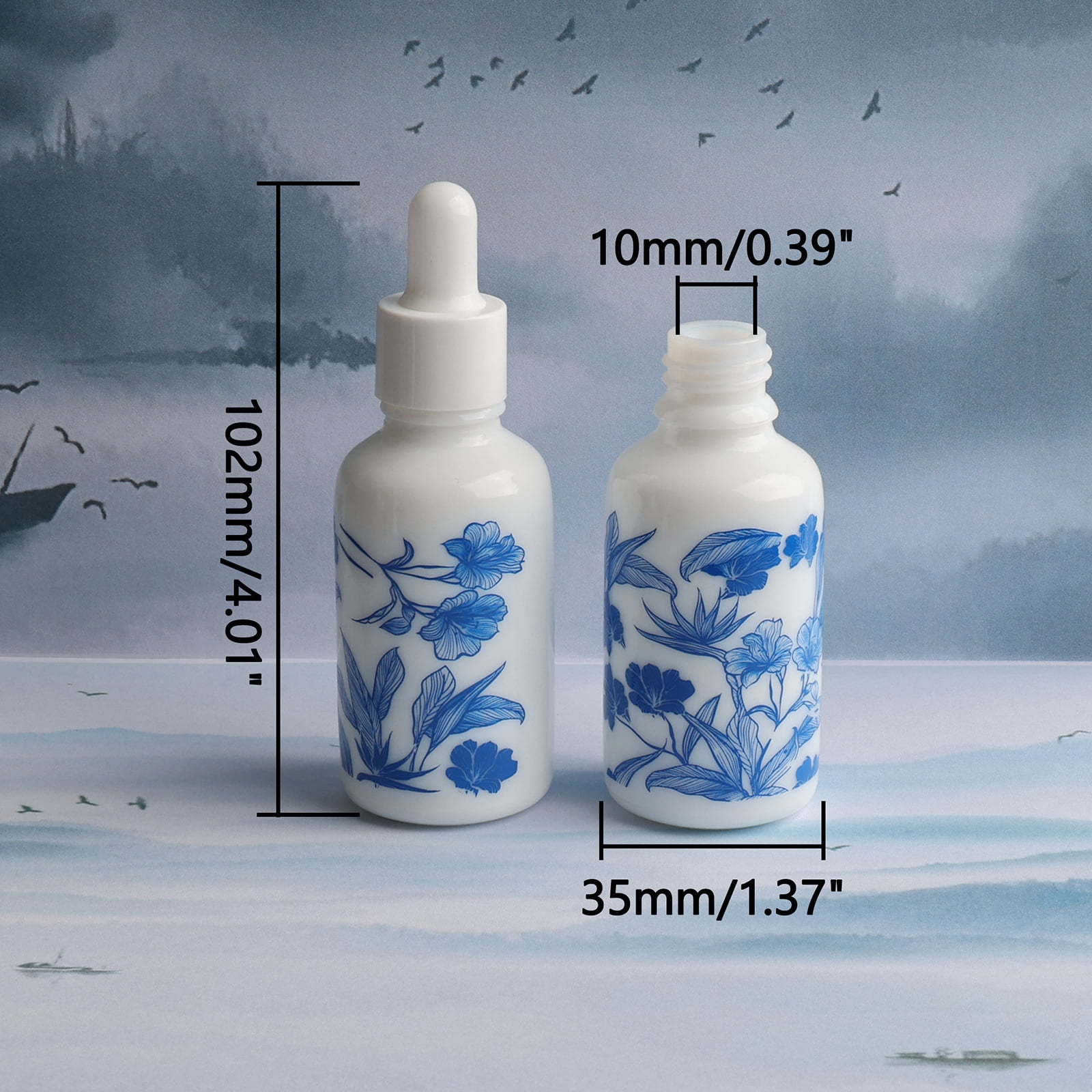 Jiuwu Empty Glass Dropper Bottle with 5 Funnels 30ml Leak Proof Travel Size Dropper for Essential Oils Pack of 15