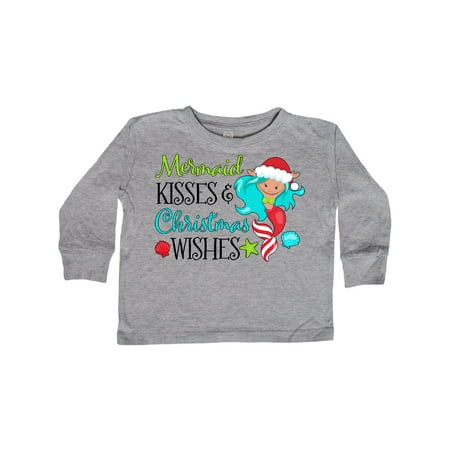 

Inktastic Mermaid Kisses and Christmas Wishes with Seashells Gift Toddler Boy or Toddler Girl Long Sleeve T-Shirt