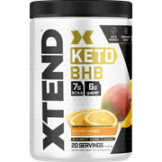 Xtend Keto BCAA Powder, Sugar Free BHB Exogenous Ketones Supplement with BHB Salts & Electrolytes, 7g BCAAs for Men & Women, Orange Mango, 20 Servings
