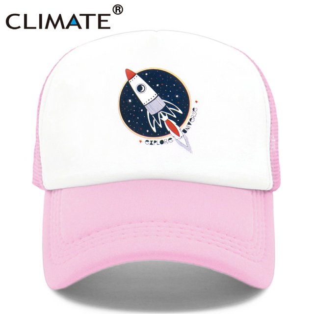 CLIMATE Rocket Spaceship Trucker Cap Hat Male Space Universe Explorer Mesh Cap Rocket Cool Summer Caps Hat for Men Women KidAdult 55to58cm head Gao Jinjia LED