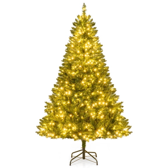 RUIE 6 FT Pre-Lit Christmas Tree, Hinged Artificial Xmas Tree with 700 LED Lights, 7 Modes & Memory