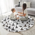 thumbnail image 3 of Halloween Witch Hats and Bats Round Blanket,Comfortable Soft Flannel Throw Blanket,All Season,Warm Lightweight Blankets for Sofa Bed Couch Living Room Chair 47"x47", 3 of 5