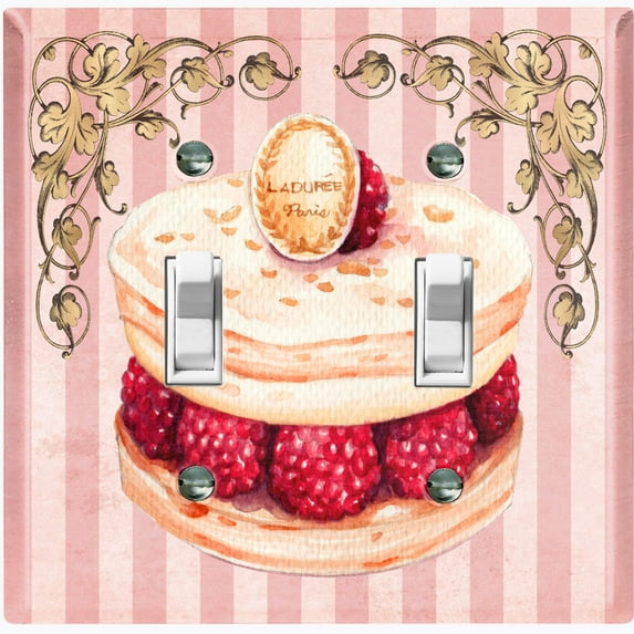 Metal Light Switch Plate Cover Elegant Pastel Pink Cake Striped Wallpaper CAK048