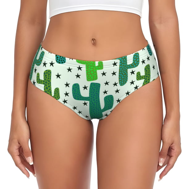 Fotbe Cactus 1 Calzones Estampados para Mujer – Ropa Interior de Algodón, Cómoda, Suave y Elástica-Small