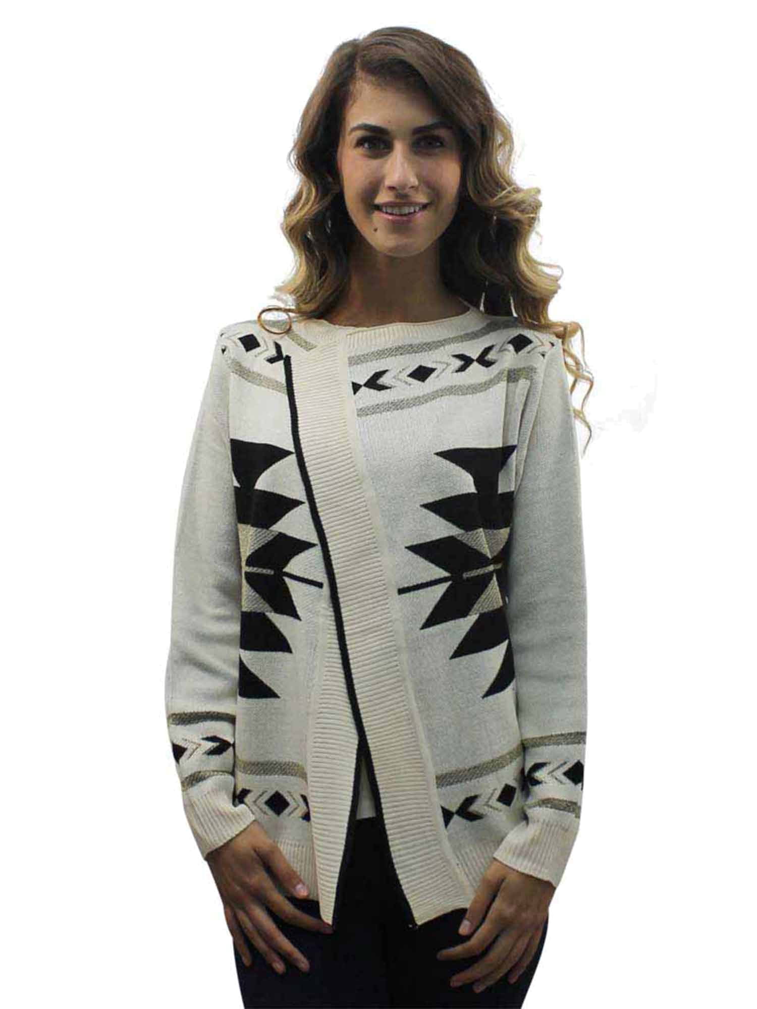 Ivory Tribal Print Cardigan Sweater 