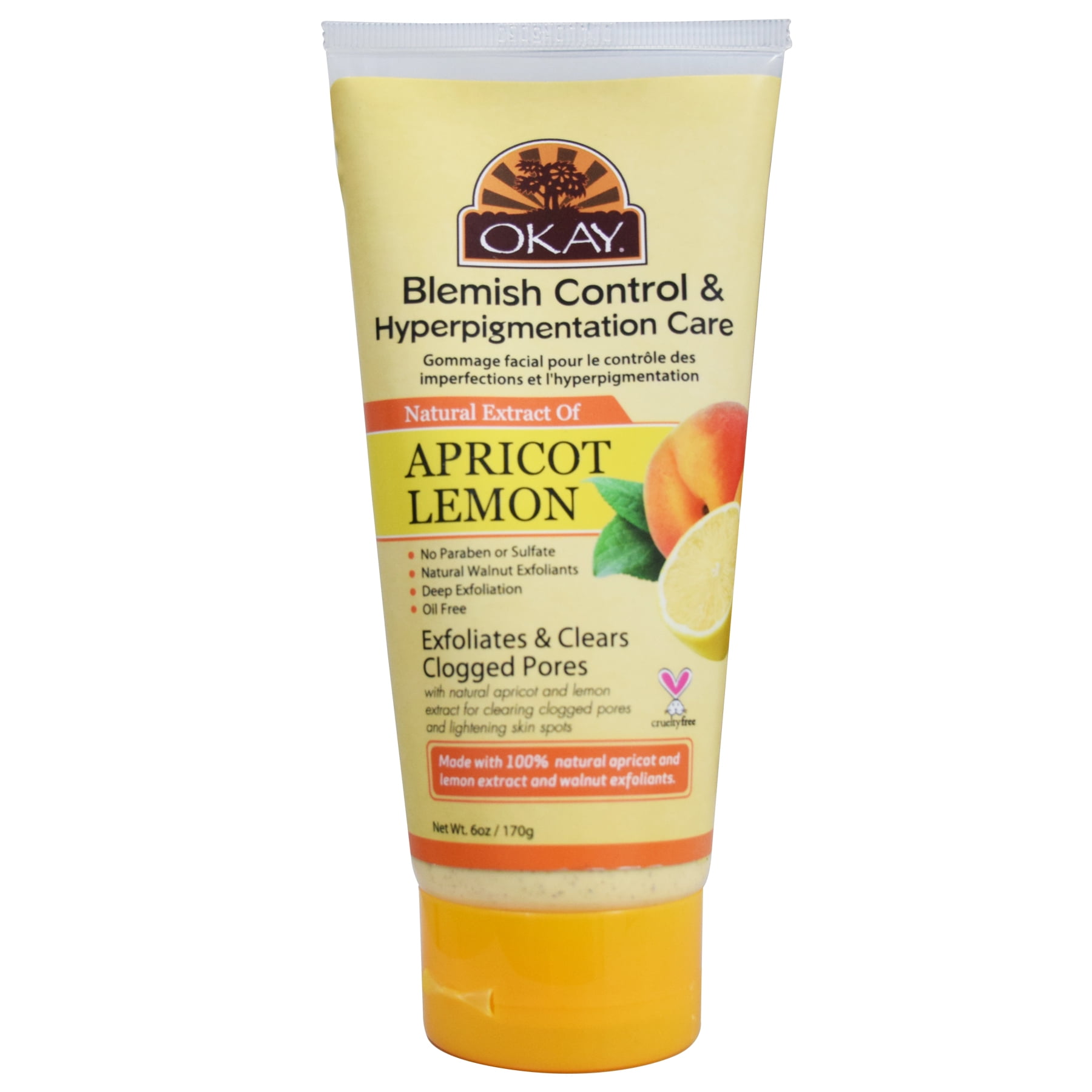 OKAY Blemish Control & Hyperpigmentation Care Apricot Lemon Facial Scrub, 6 oz