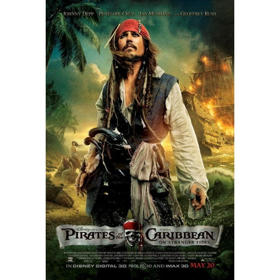 Pirates Of The Caribbean On Stranger Tides Movie Poster 16in x 24in 16x24 #426101 Square Adults Western Graphic
