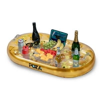 Poza Gold Inflatable Floating Cooler - Cool Drink Holder For Pool With Sparkly Confetti, Luxurious Party Cooler Float With 8 Holders, Inflatable Serving Bar For Pool, Beach, Hot Tub - 39x23 Inch