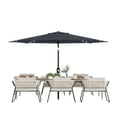 thumbnail image 7 of 9Ft Patio Umbrella with Solar Lights,Outdoor Steel Polyester Market Patio Umbrella With 32 LED Lights,8 Ribs Market Umbrella With Push Button Tilt Easy Push Button,Tilt,Table Compatible（without base）, 7 of 7