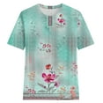 thumbnail image 4 of Babysbule Women's Summer Tops Casual Retro Floral Printed Round Neck Short Sleeve Blouses, 4 of 4