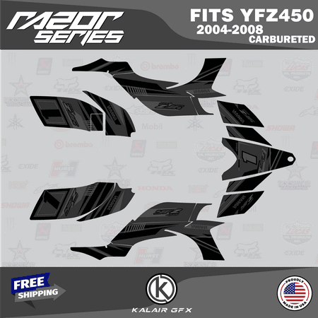 Kalair GFX Graphics Kit for Yamaha ATV YFZ 450 Carburator (2004-2008) Razor Series Kalair GFX Graphics Kit for Yamaha ATV YFZ 450 Carburator (2004-2008) Razor Series