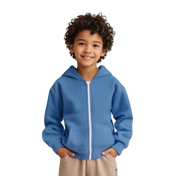 Hoodies for Boys Kids Blue Full Zip Up Hooded Long Sleeve Casual Basic Pullover Sweatshirt Hoodie Fall Clothes Boy Clothes 9-10 Years Boys Girls Fashion